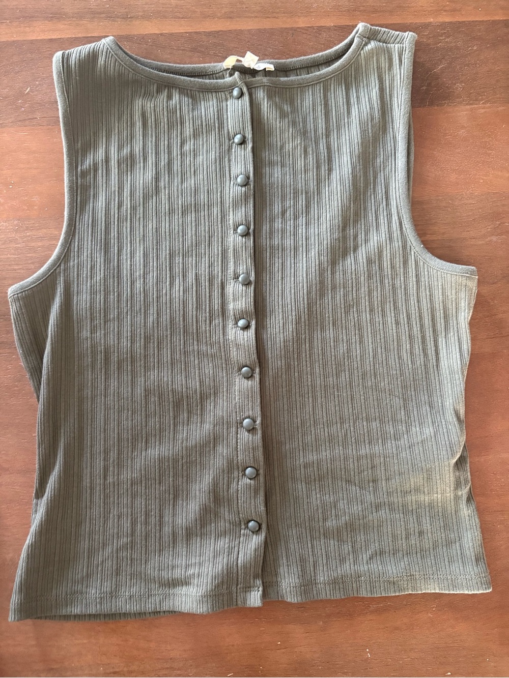 Madewell Olive Ribbed Button-Front Tank M NWOT
